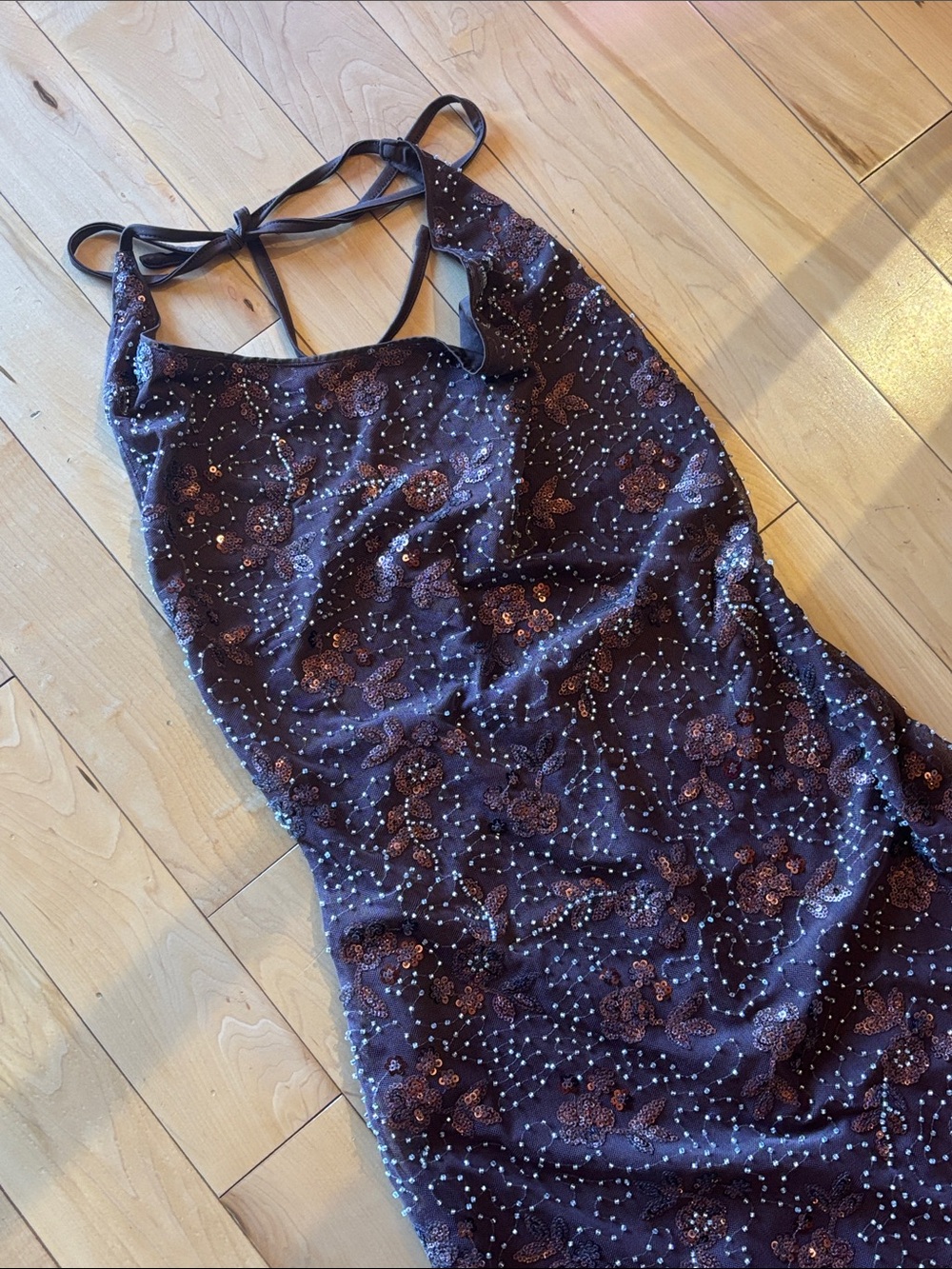 Commense Brown Beaded Maxi Dress - Picture 3 of 9